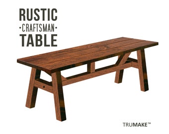 Rustic Craftsman Dining Table, Trestle Table, Wood Dining Table, Farm Table, Harvest Table, Kitchen Table, Modern Farmhouse, Chic Tables