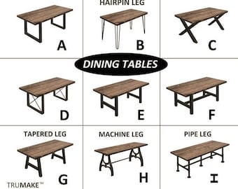 TRUMAKE FARMHOUSE TABLE, Dining Table, Harvest Table, Solid Wood and Steel Rustic Industrial Table, Handcrafted Kitchen Tables, Modern Table