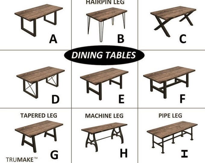 TRUMAKE FARMHOUSE TABLE, Dining Table, Harvest Table, Solid Wood and Steel Rustic Industrial Table, Handcrafted Kitchen Tables, Modern Table