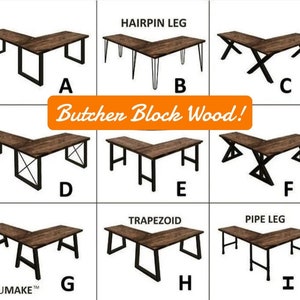Butcher Block Wood Desk | TRUMAKE Desk | Solid smooth butcher block top L-Desk | L-Shaped Desk | Handcrafted Corner Desk | Free Shipping!