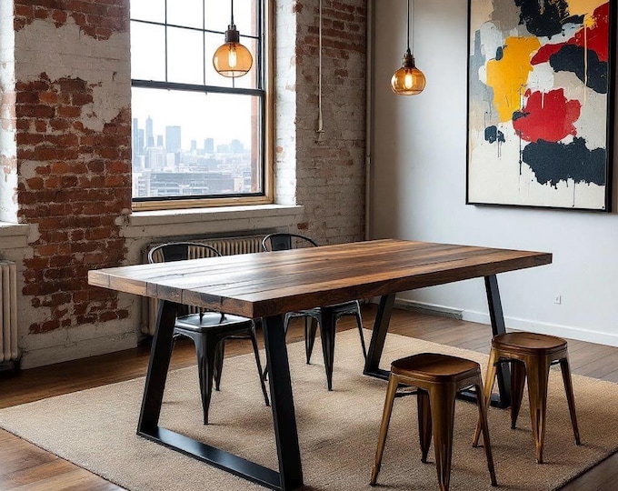 Handcrafted Rustic Wood & Steel Table - TRUMAKE™ - Dining, Conference, or Harvest