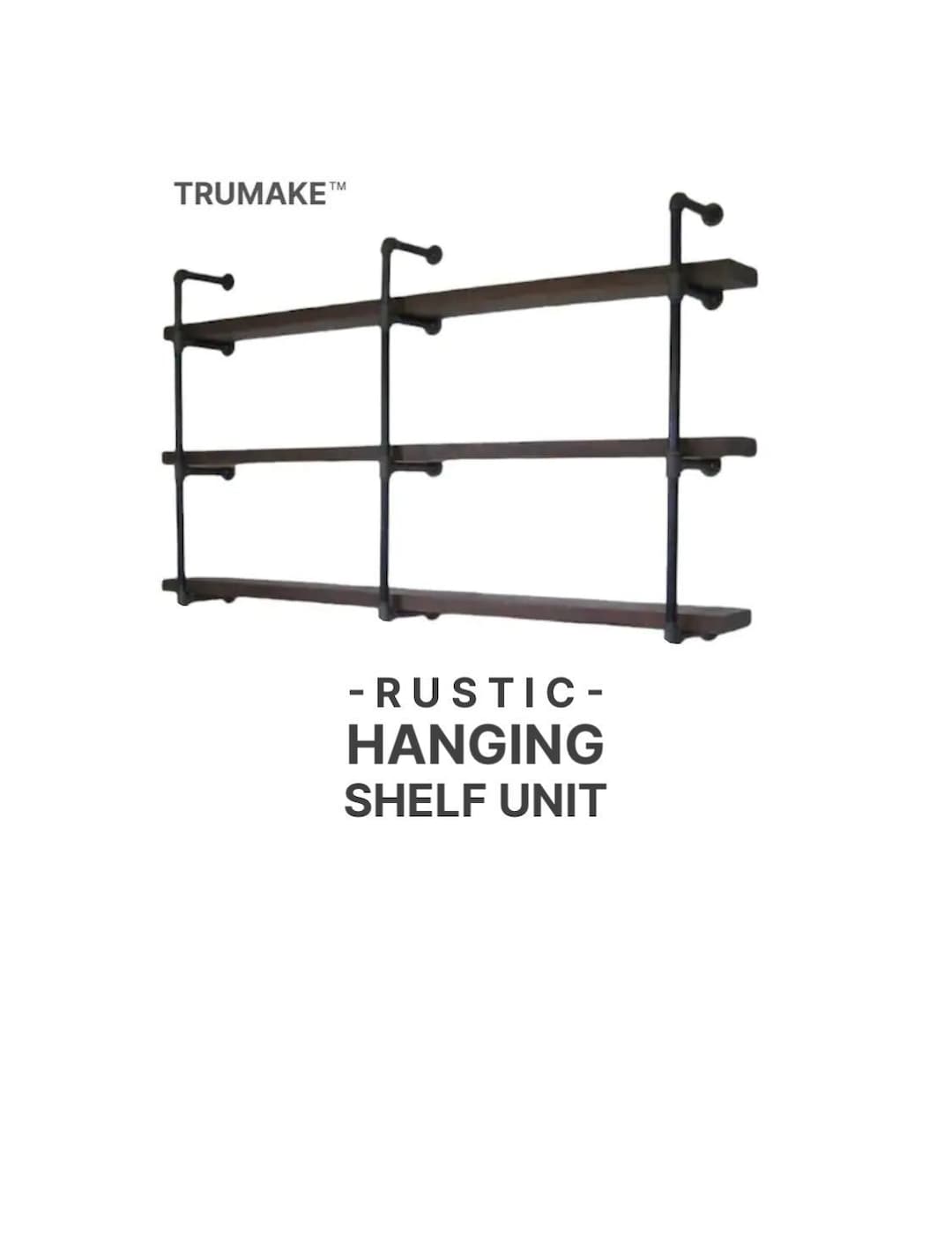 Rustic Hanging Wall Shelf Unit Solid Wood and Industrial Etsy