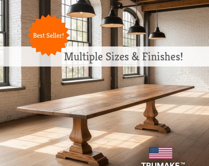Pedestal Wood Rustic Dining Table | Handcrafted in the USA | Free Shipping!