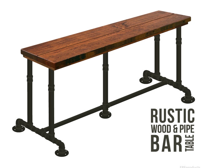 Industrial Bar Table, Pipe Bar Table, Industrial Style Table (42"Height), Rustic Wood & Pipe Bar Table, Pub Table Bistro, Urban Bar Table