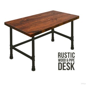 Rustic Wood Desk Pipe Desk, Industrial Pipe Desk, Harvest Desk, Industrial Chic Style Desk, Solid Wood Desk, Urban Wood Desk Office Desk