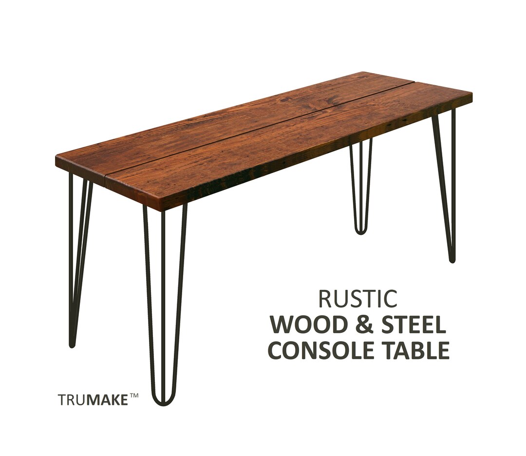 Console Table, Hairpin Console Table, Hair Pin Leg Rustic Wood & Steel ...