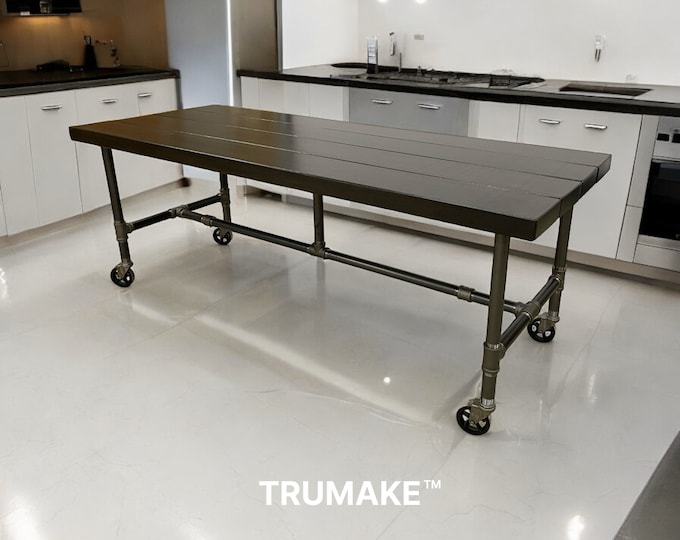 Mobile Table on Wheels | Rolling Vintage Bar Table. Rustic Bar Table Restaruant Bar Table Mobile Pub Table. Modern Industrial Bar Table.