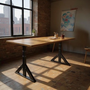 Adjustable Desk | Sit or Stand Desk, Power Adjustable Height Desk, Adjustable height Table, New York Office, Butcher Block Top, Solid Wood