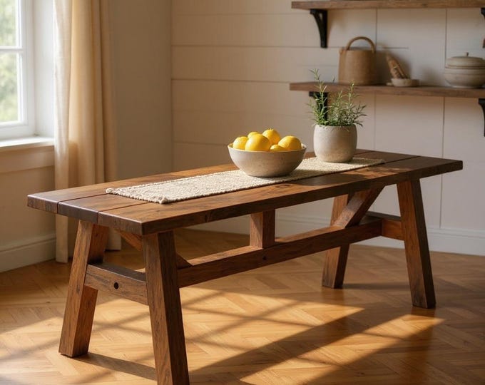 Rustic Craftsman Dining Table, Trestle Table, Wood Dining Table, Farm Table, Harvest Table, Kitchen Table, Modern Farmhouse, Chic Tables