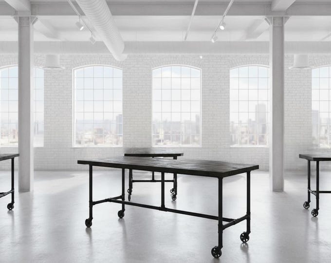 Mobile Counter Height Rolling Vintage Bar Table. Rustic Bar Table Restaurant Bar Table on Casters Wheels Pub Modern Industrial Bar Table