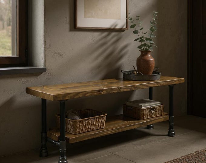 Entry Bench, Rustic Wood & Pipe Entry Bench, Industrial Bench, Urban Wood Bench, Rustic Bench, Shoe Bench, Rustic Pipe Bench, Wooden Bench