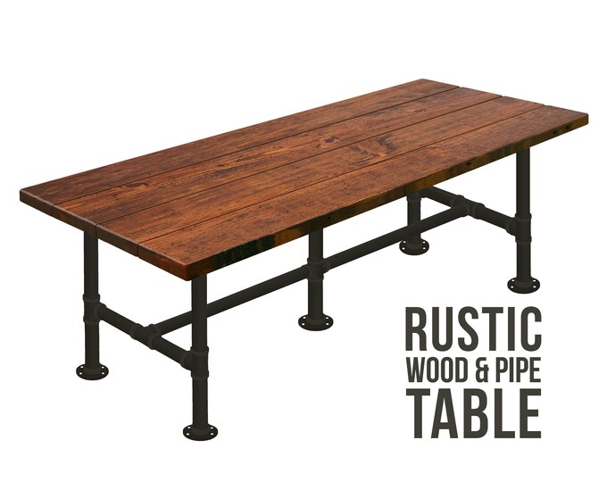 Industrial Conference Table Style, Rustic Wood and Pipe Table, Large Table, Industrial Table Style, Communal Table, Office Gathering Table