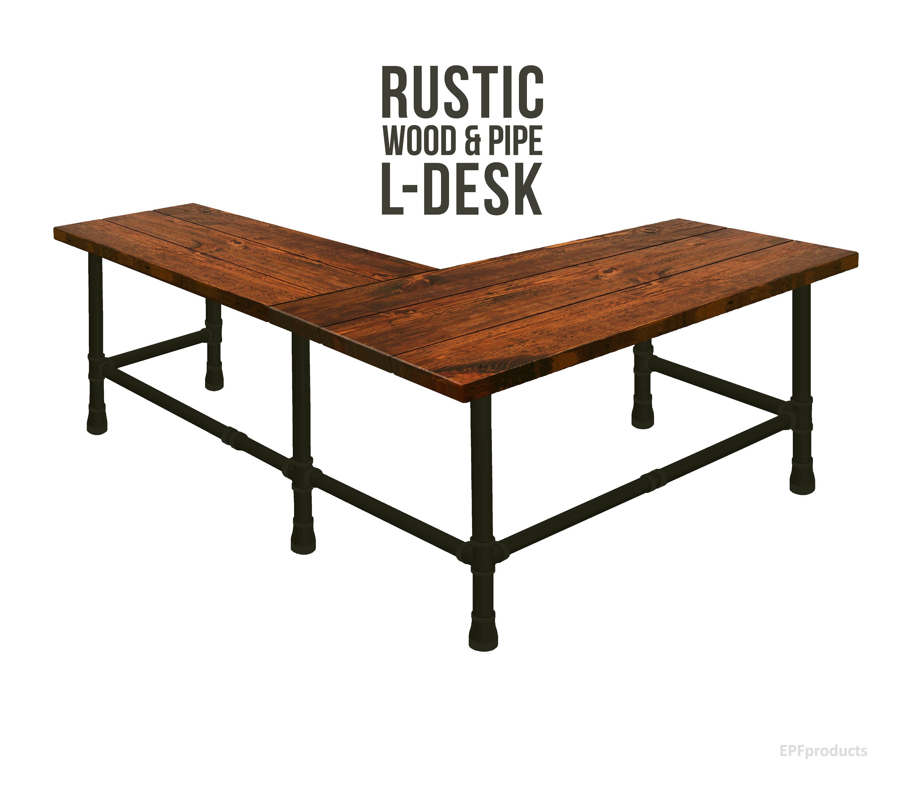 LShaped Desk Rustic Wood and Pipe Desk Rustic Corner Desk Etsy