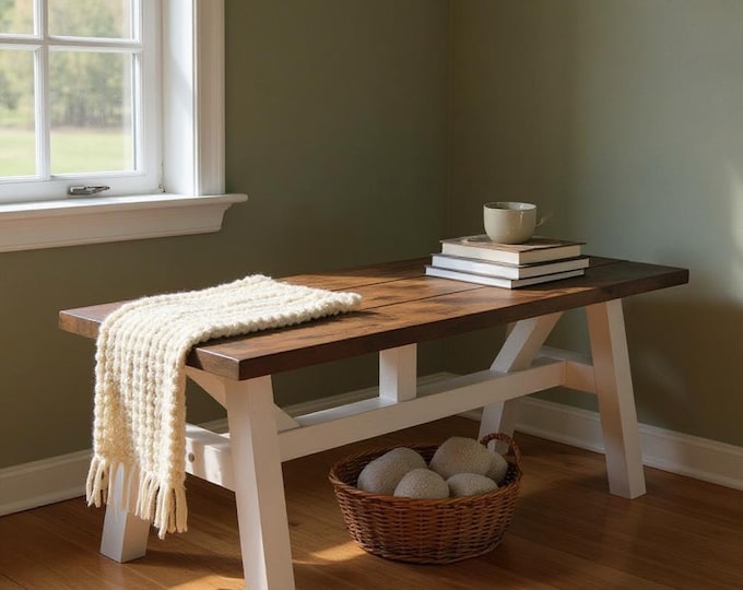 Rustic Craftsman Trestle Farmhouse Dining Table
