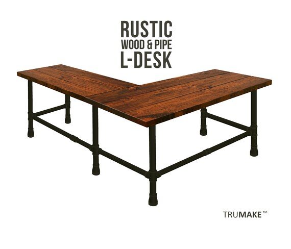 L Shaped Desk Industrial Pipe Desk Style Rustic Wood And Etsy