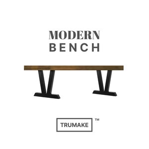 BENCH | MODERN RUSTIC, Industrial Bench, Rustic Wood and Steel Bench, Modern Bench, V- Leg Bench, Dining Bench, Entry Bench