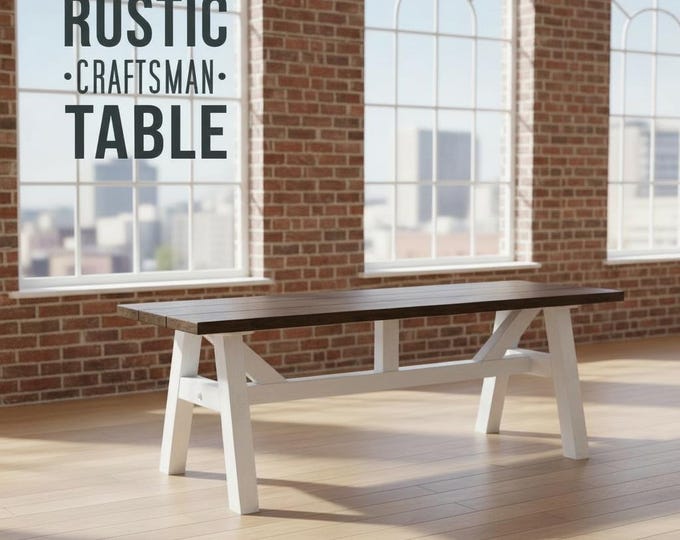 Rustic Craftsman Dining Table, Trestle Table, Wood Dining Table, Farm Table, Harvest Table, Kitchen Table, Modern Farmhouse, Chic Tables