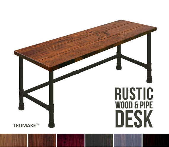 Desks Rustic Pipe Desk Industrial Wood Desk Wood Top Desk Etsy
