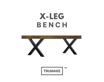 X-LEG BENCH | Rustic Wood Industrial Bench, Rustic Wood and Steel Bench, Modern Bench, Dining Bench, Entry Bench, Farmhouse Bench