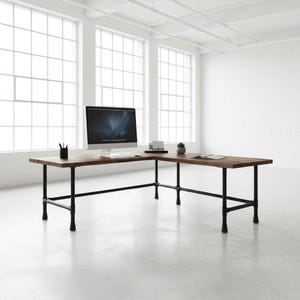 TRUMAKE Desk | Corner Desk | L-Shaped Desk | Gaming Desk | Computer Desk | Rustic Wood and Steel Desk | Custom Size Desks | Handmade Desk