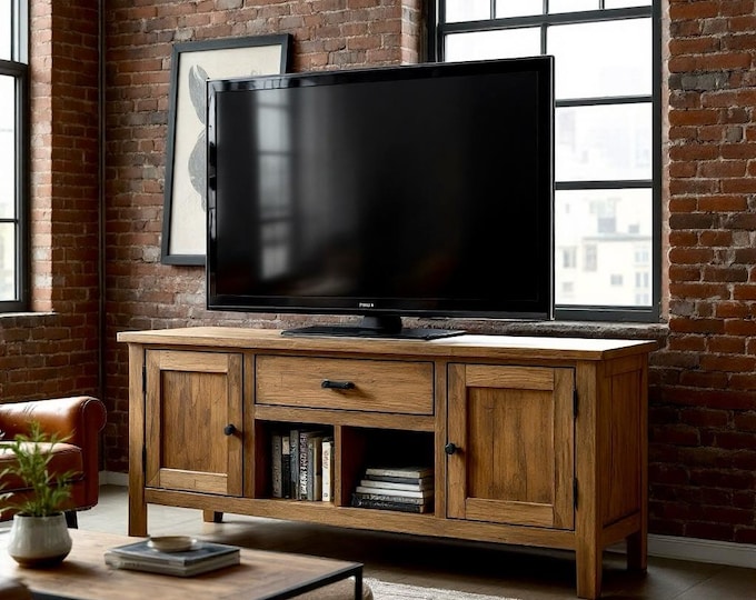Rustic Wood TV Console | Solid wood console stand | Entertainment TV Stand | Handcrafted Wood tv Console | Made in the USA | Free Shipping!
