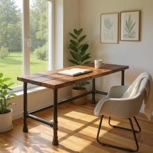 Desk, Pipe Desk, Industrial Modern Desk, Rustic Wood Desk, Urban Wood Desk, Industrial Furniture, Rustic Desk, Office Desk, Industrial Desk