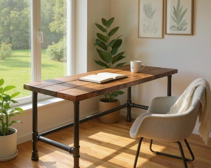 Desk, Pipe Desk, Industrial Modern Desk, Rustic Wood Desk, Urban Wood Desk, Industrial Furniture, Rustic Desk, Office Desk, Industrial Desk