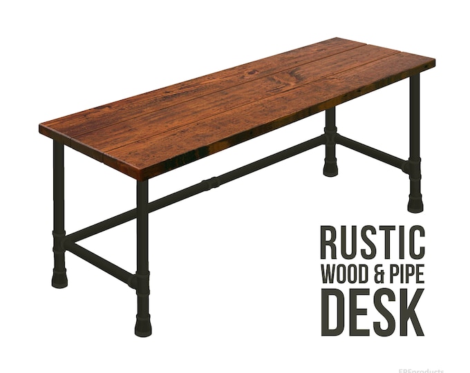 48"Lx18.5"x30"H - Industrial Style Pipe Desk, Rustic Wood Desk, Urban Wood Desk, Office Desk, Computer Desk, Wood Desk