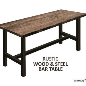 RUSTIC Bar Table. Rustic Bar Table. Solid Wood and Steel Bar Table. Pub Table. Counter Table. Handmade Minimalist Modern Industrial Table.