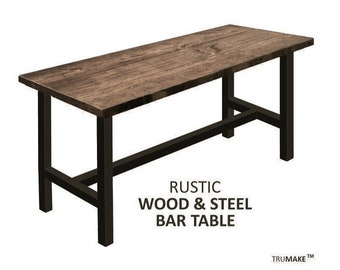 RUSTIC BAR TABLE. Rustic Bar Table. Solid Wood and Steel Bar Table. Pub Table. Counter Table. Modern Industrial Table. Free Shipping!