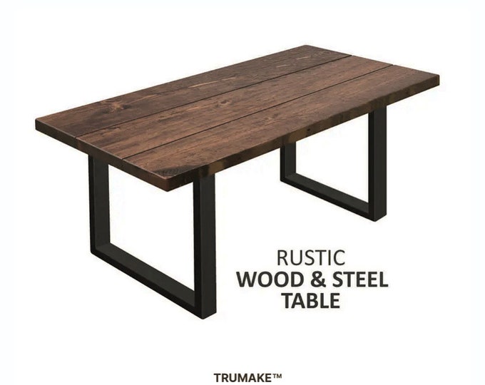 Modern Dining Table w/ Cube Legs, Modern Table, Rustic Wood & Steel Table, Industrial Dining Table Urban Wood, Harvest Table Farmhouse Table