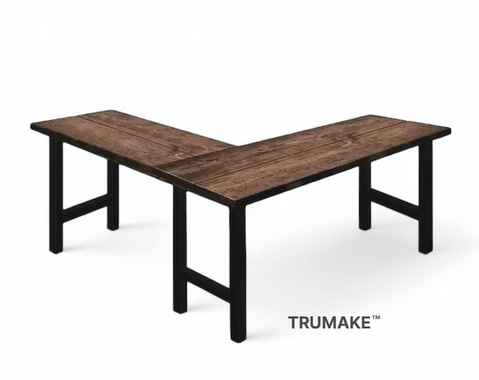 L-Desk Wood Steel L Shaped Desk, Home Office Desk, Rustic Corner Desk, Farmhouse Desks, Modern Industrial Desk, Urban Desk, Computer Desk