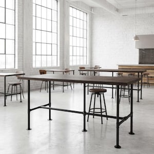 Bar Table, 36" High Pub Table, Sofa Bar Table, Industrial Modern Bar Table Counter Height Bar Tables, Thick Top Rustic Wood & Pipe Bar Table