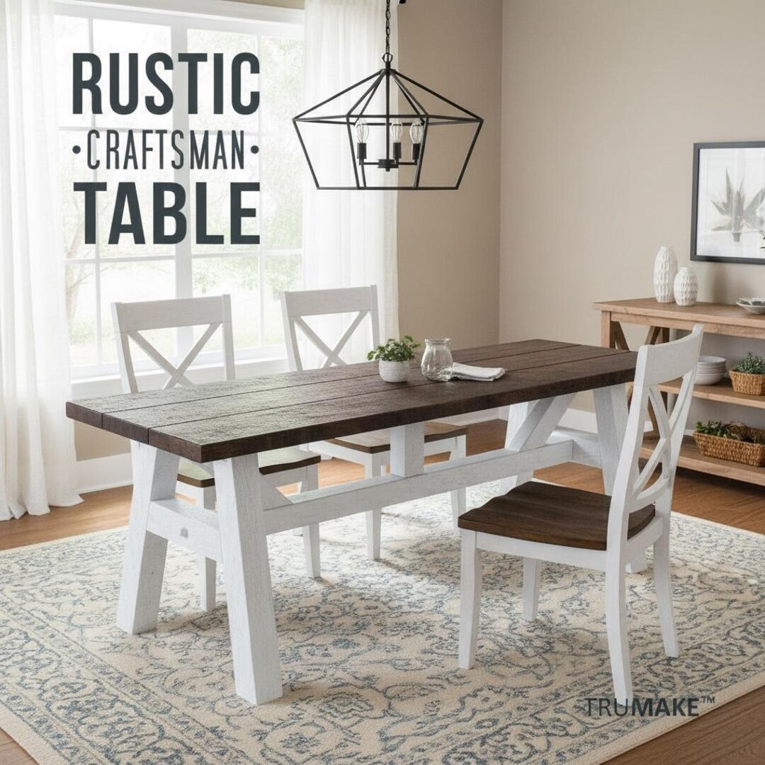 Rustic Craftsman Trestle Farmhouse Dining Table - Etsy