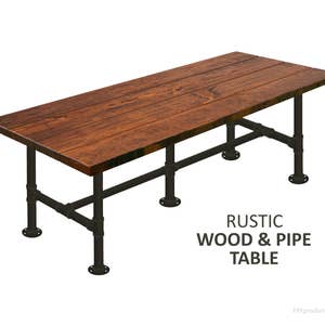 Counter Height (36&quot;H) Farmhouse Table Rustic Wood & Pipe Table, Industrial Table Urban Wood Table Rustic Wood and Pipe Table Bistro Table