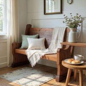 Church Pew Bench | Solid Rustic Wood Farmhouse Bench | Entry Bench Seating | Foyer Bench | Custom Handcrafted in the USA | Free Shipping! image 9