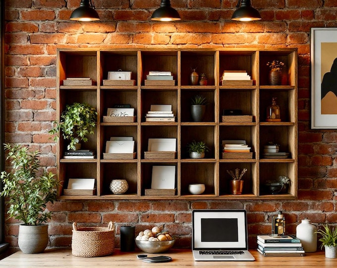Wall Organizer Cubby | Rustic Wood Wall Cubbies | Solid Wood Office Cubby Storage | Handcrafted in the USA | Free Shipping!