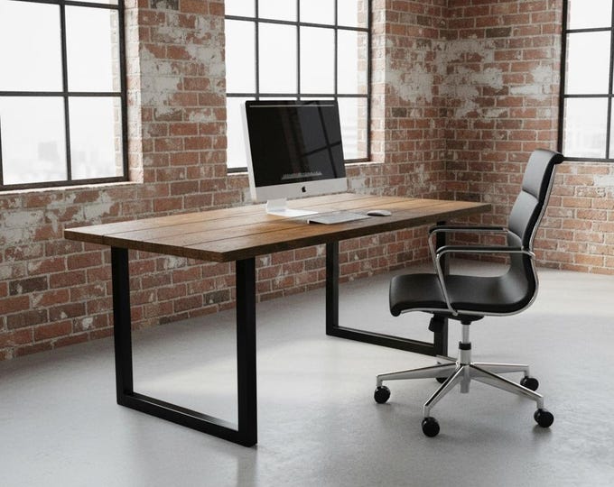 Modern Wood Desk with Square Cube Legs, Industrial Style Desk, Chic Rustic Wood and Steel Desk, Urban Wood Desk, Modern Desk, Computer Desk