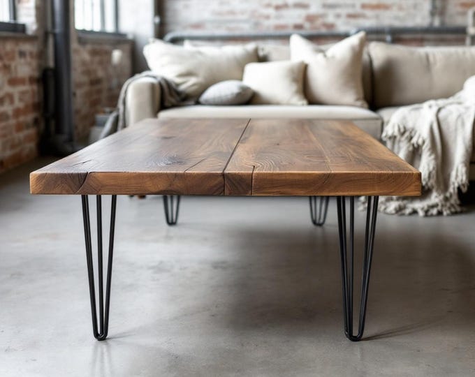 Hairpin Leg Coffee Table | Rustic Wood | Industrial Steel & Wood Coffee Table | Living Room Coffee Table | Handcrafted in the USA