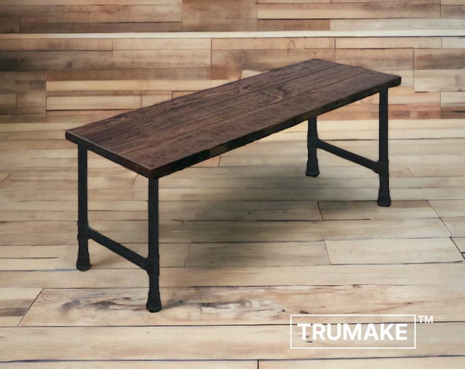 Rustic Wood Desk | Wood Plank and Industrial Steel Pipe Desk | Computer Desk | Office Desk | Modern Farmhouse Desk | Personal Desk | USA