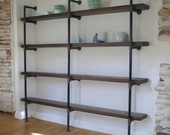 Industrial Wall Shelving Unit Handcrafted Book Shelf. Shelving Unit. Rustic Wood Shelf. Pantry Shelving Home Office Shelving Wood Shelf Unit