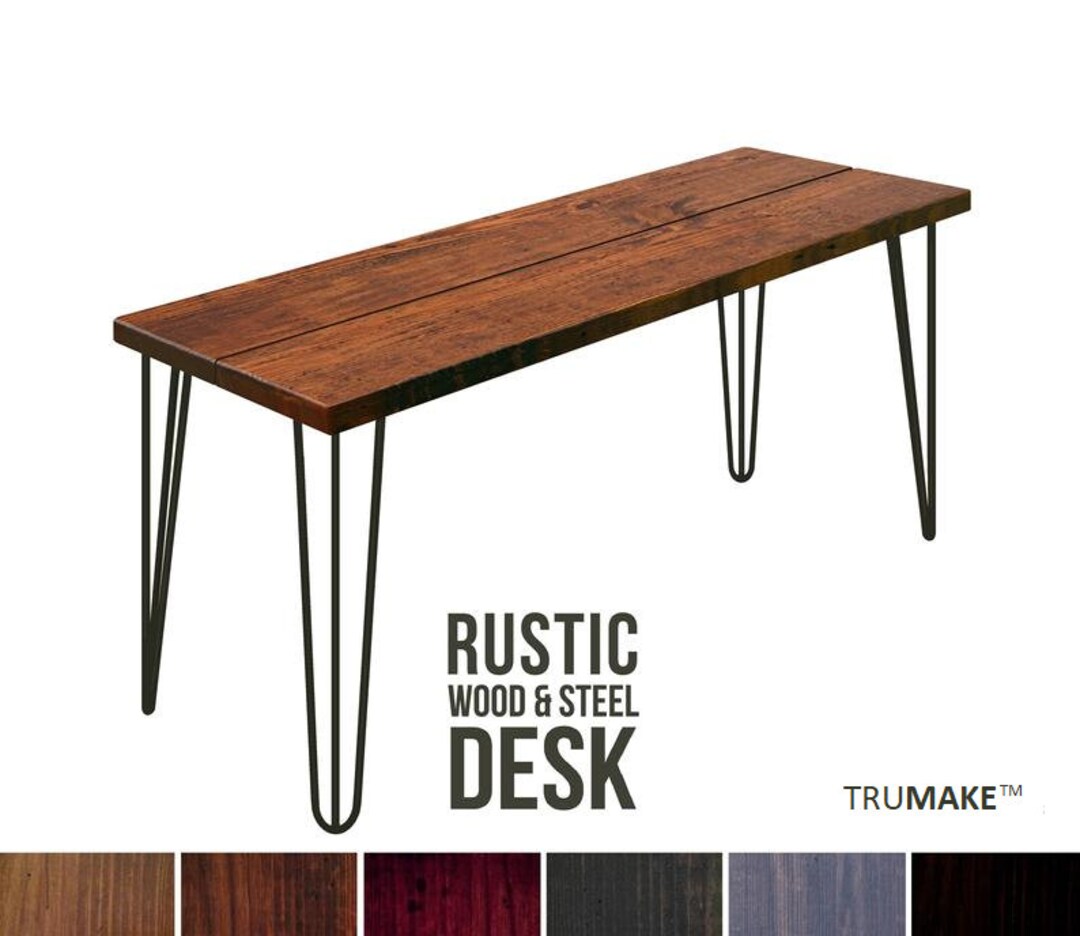 Rustic Desk. Industrial Rustic Table. Solid Wood and Steel Desk ...