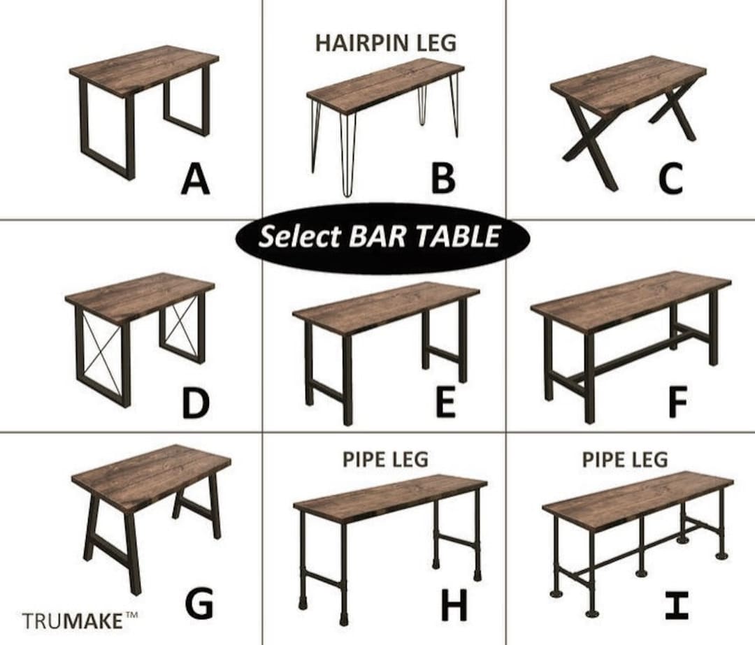 Industrial BAR TABLE. Rustic Bar Table. Solid Wood and Steel Bar Table
