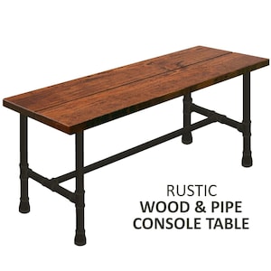 Wood Console Table with Pipe Legs, Pipe Sofa Table, Urban Wood Industrial Hall Table Entry Table, Rustic Wood and Pipe Console Table