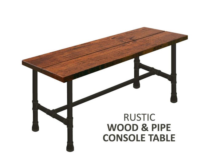 Wood Console Table with Pipe Legs, Pipe Sofa Table, Urban Wood Industrial Hall Table Entry Table, Rustic Wood and Pipe Console Table