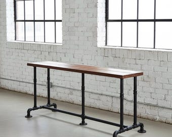 Industrial Bar Table, Pipe Bar Table, Industrial Style Table (42"Height), Rustic Wood & Pipe Bar Table, Pub Table Bistro, Urban Bar Table