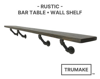 Wall Bar Table Shelf | Rustic Bar Shelf | Wall Shelf | Solid wood and steel pipe Rustic Industrial Shelf | Handcrafted | Free Shipping!