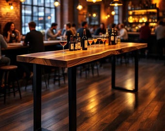 Live Edge Bar Table | Solid Wood Walnut | Handmade in the USA | Pub Table | Tall Table | Customizable Sizes!