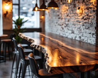 Live Edge Bar Table | Solid Wood Walnut | Handmade in the USA | Pub Table | Tall Table | Customizable Sizes!