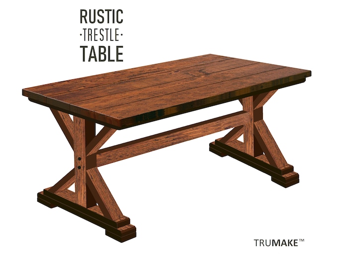 FARMHOUSE TRESTLE TABLE, Rustic Trestle Table, Wood Dining Table, Farm Table, Harvest Table, Kitchen Table, Modern Farmhouse, Chic Tables